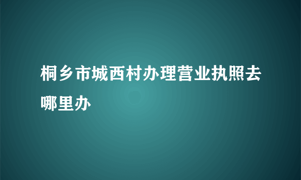 桐乡市城西村办理营业执照去哪里办