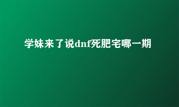 学妹来了说dnf死肥宅哪一期