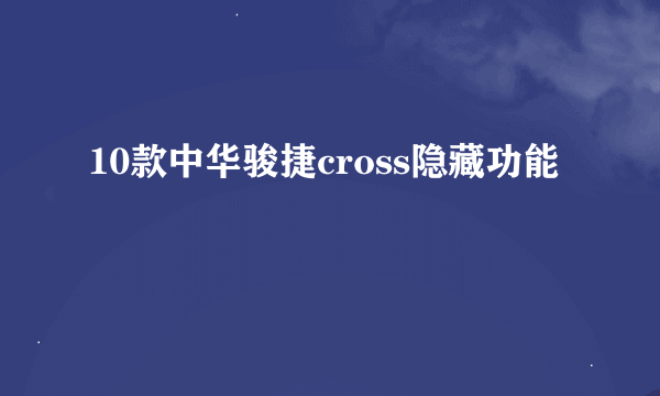 10款中华骏捷cross隐藏功能