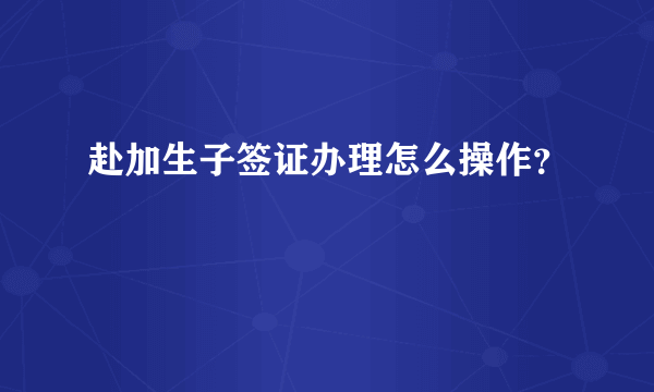 赴加生子签证办理怎么操作？