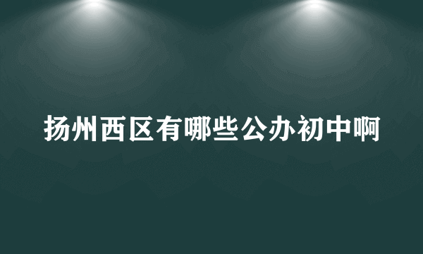 扬州西区有哪些公办初中啊