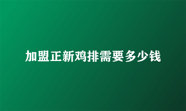 加盟正新鸡排需要多少钱