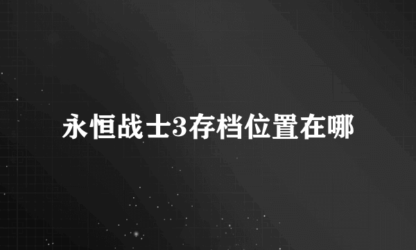 永恒战士3存档位置在哪