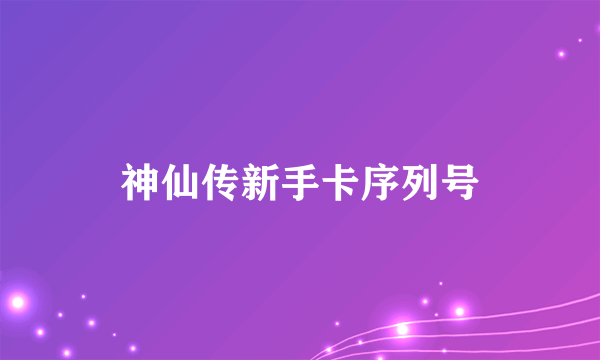 神仙传新手卡序列号