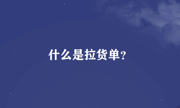 什么是拉货单？