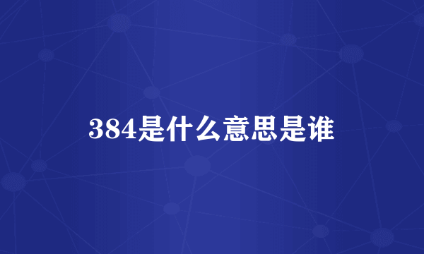 384是什么意思是谁