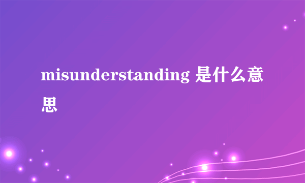 misunderstanding 是什么意思