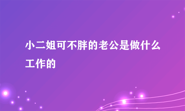 小二姐可不胖的老公是做什么工作的