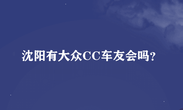 沈阳有大众CC车友会吗？