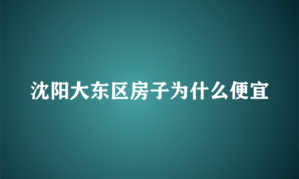 沈阳大东区房子为什么便宜