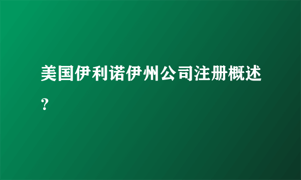 美国伊利诺伊州公司注册概述？