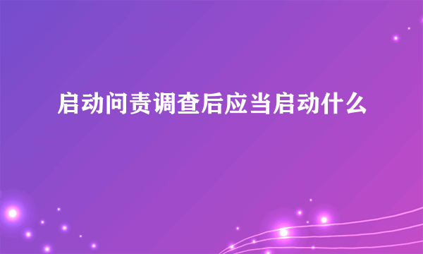 启动问责调查后应当启动什么