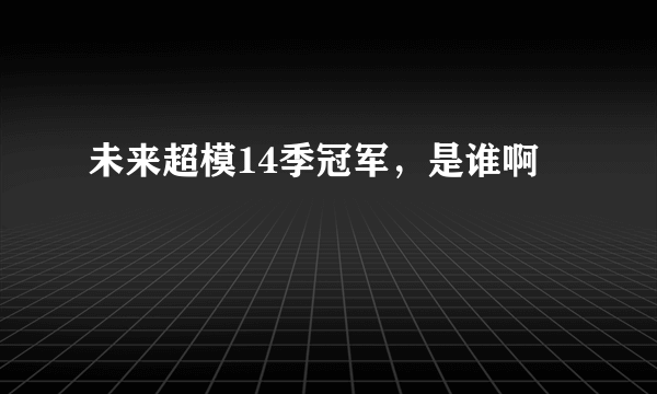 未来超模14季冠军，是谁啊