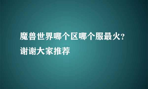 魔兽世界哪个区哪个服最火？谢谢大家推荐