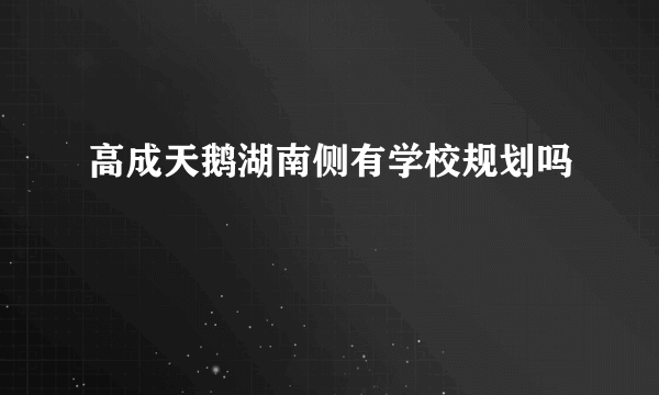 高成天鹅湖南侧有学校规划吗