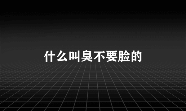 什么叫臭不要脸的