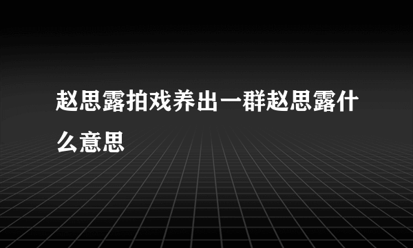 赵思露拍戏养出一群赵思露什么意思