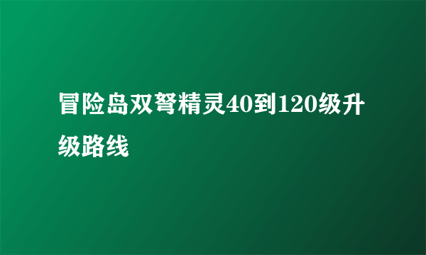 冒险岛双弩精灵40到120级升级路线