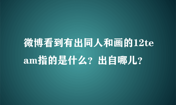 微博看到有出同人和画的12team指的是什么？出自哪儿？