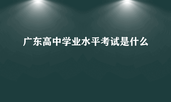 广东高中学业水平考试是什么