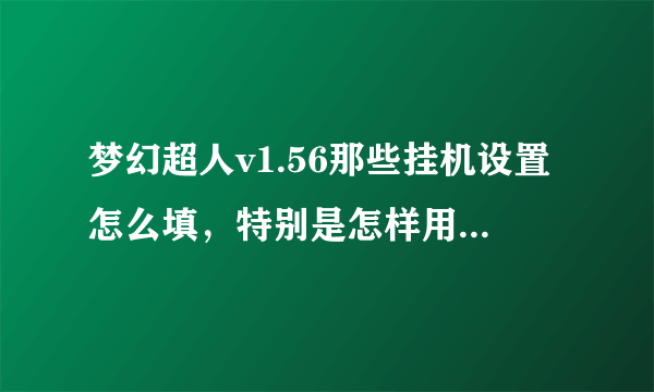 梦幻超人v1.56那些挂机设置怎么填，特别是怎样用组队功能？