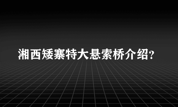 湘西矮寨特大悬索桥介绍？