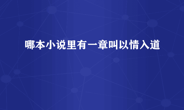 哪本小说里有一章叫以情入道