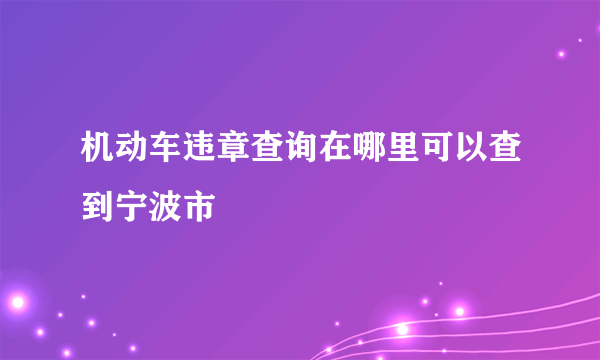 机动车违章查询在哪里可以查到宁波市