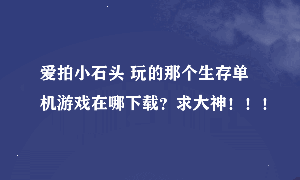 爱拍小石头 玩的那个生存单机游戏在哪下载？求大神！！！