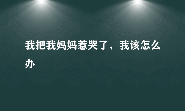 我把我妈妈惹哭了，我该怎么办