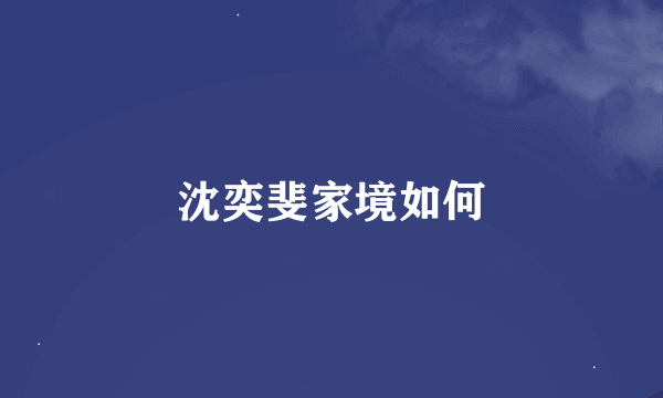 沈奕斐家境如何