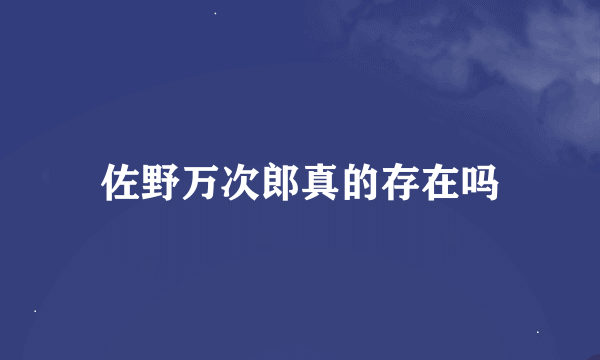 佐野万次郎真的存在吗