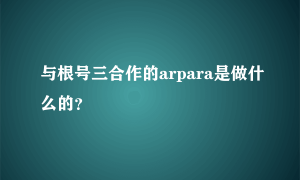 与根号三合作的arpara是做什么的？