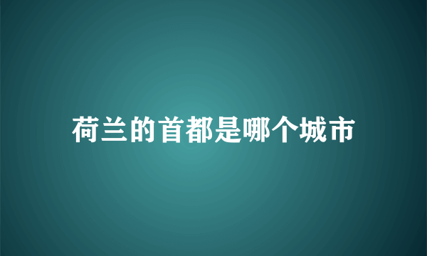 荷兰的首都是哪个城市