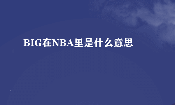 BIG在NBA里是什么意思