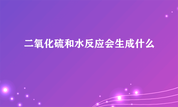 二氧化硫和水反应会生成什么