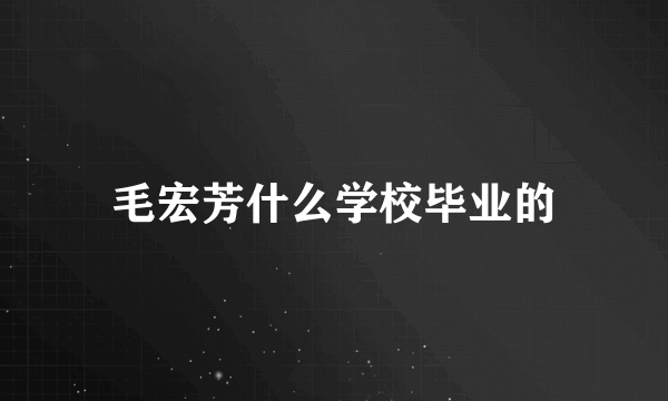 毛宏芳什么学校毕业的