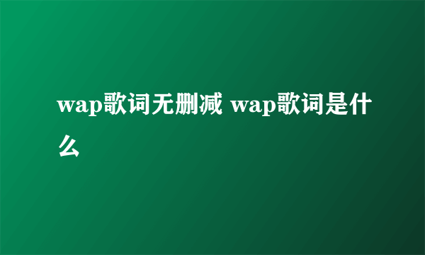 wap歌词无删减 wap歌词是什么