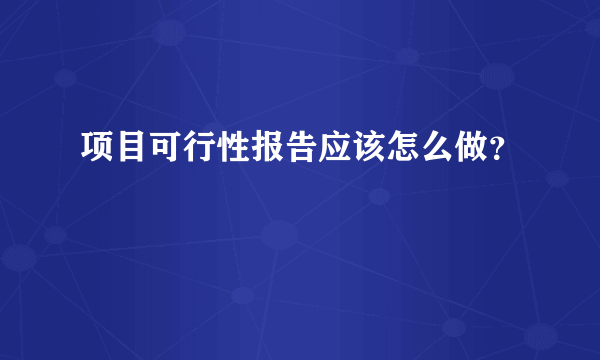 项目可行性报告应该怎么做？