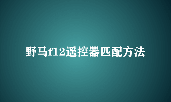 野马f12遥控器匹配方法