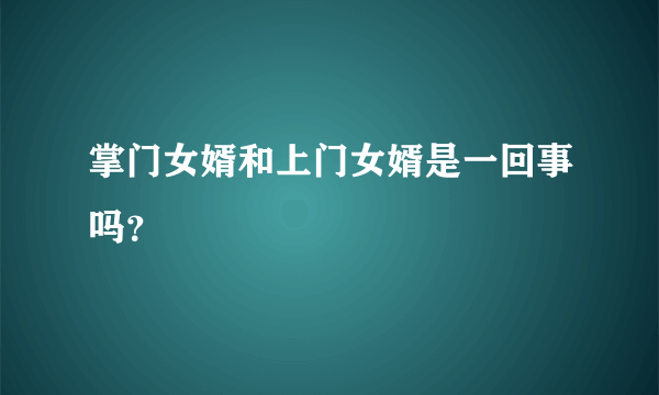 掌门女婿和上门女婿是一回事吗？