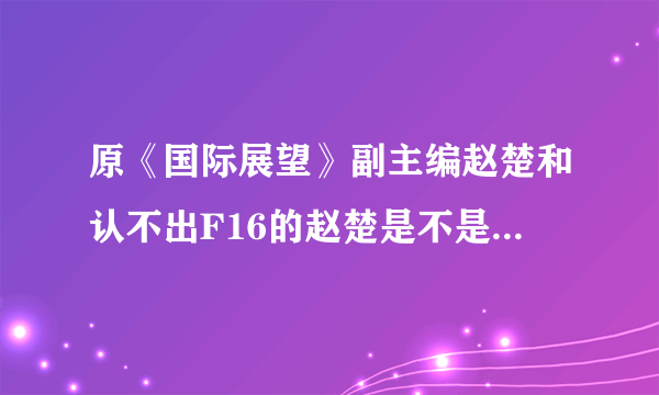 原《国际展望》副主编赵楚和认不出F16的赵楚是不是一个人？