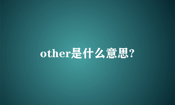 other是什么意思?