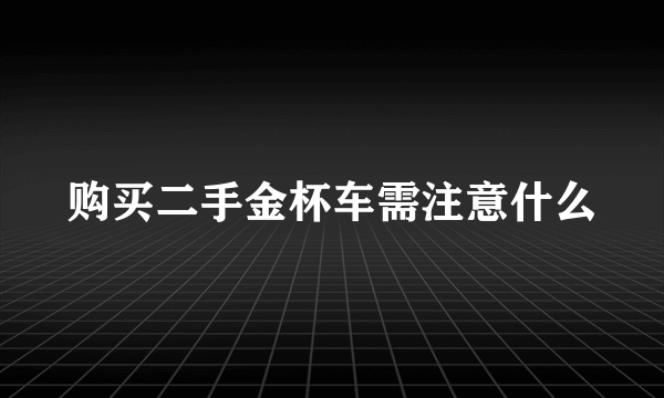 购买二手金杯车需注意什么