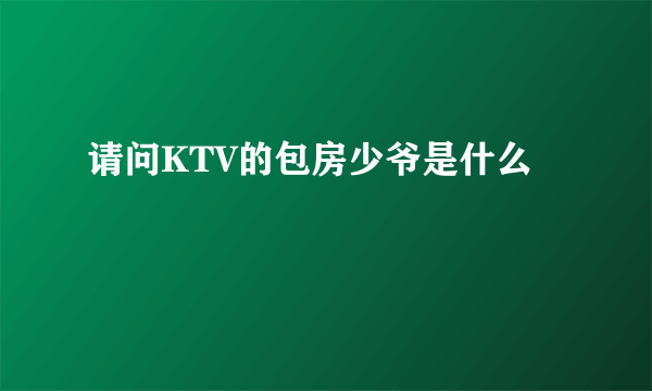 请问KTV的包房少爷是什么