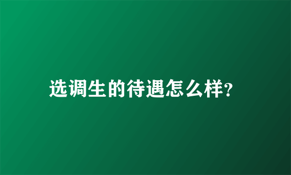 选调生的待遇怎么样？