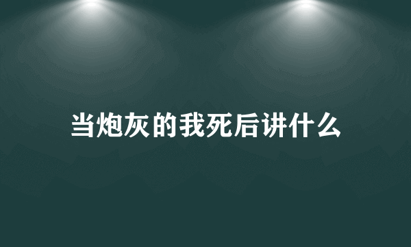 当炮灰的我死后讲什么