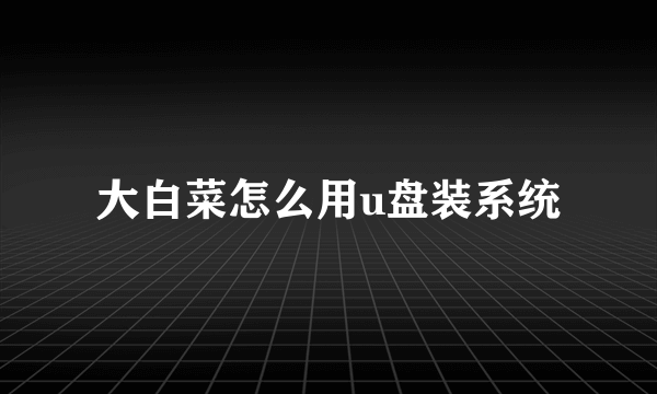 大白菜怎么用u盘装系统