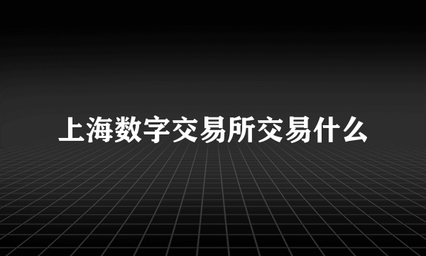 上海数字交易所交易什么