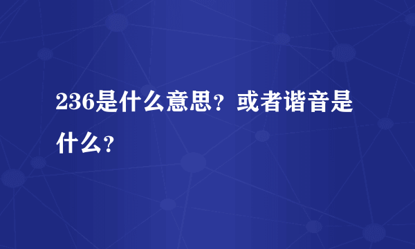 236是什么意思？或者谐音是什么？